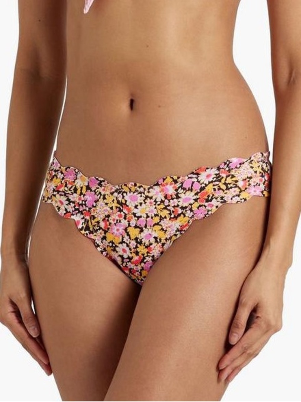 NWT Marysia Antibes Scalloped Bikini bottoms in Blossom Floral Print Pink L
